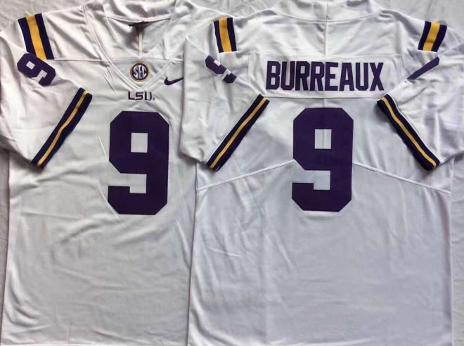 	LSU Tigers #9 Joe Burreaux White Nike College Football Jersey