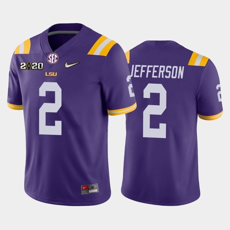 Men's LSU Tigers #2 Justin Jefferson Purple 2020 National Championship Game Jersey