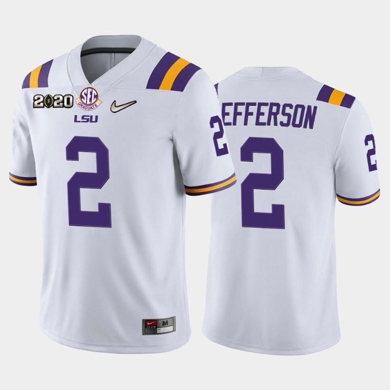 Men's LSU Tigers #2 Justin Jefferson White 2020 National Championship Game Jersey