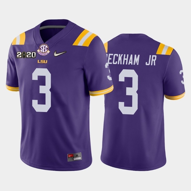 Men's LSU Tigers #3 Odell Beckham Jr. Purple 2020 National Championship Game Jersey