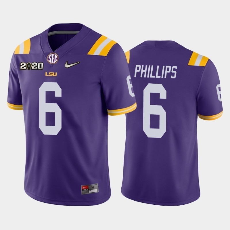 Men's LSU Tigers #6 Jacob Phillips Purple 2020 National Championship Game Jersey