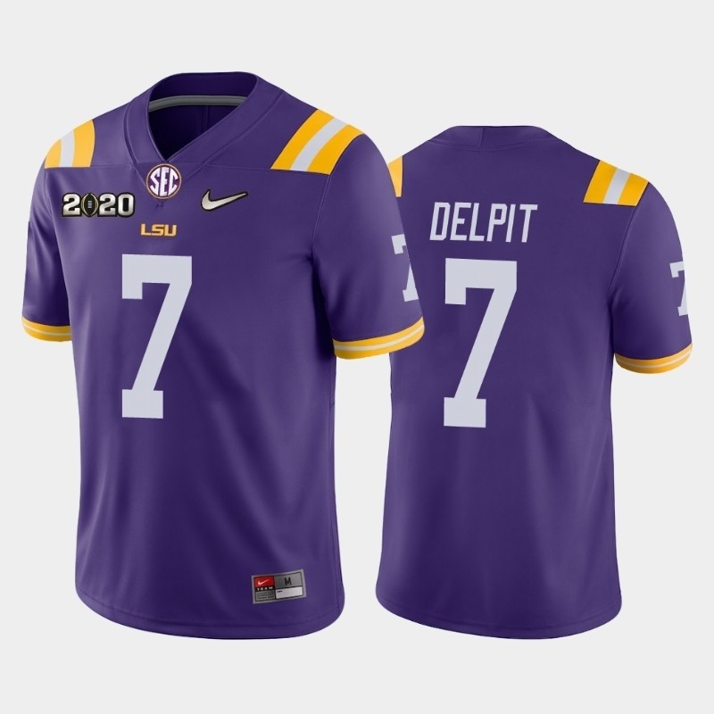 Men's LSU Tigers #7 Grant Delpit Purple 2020 National Champions Jersey