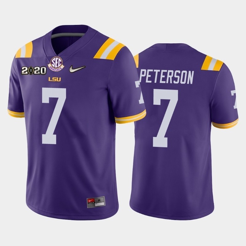 Men's LSU Tigers #7 Patrick Peterson Purple 2020 National Championship Game Jersey