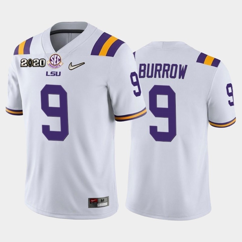 Men's LSU Tigers #9 Joe Burrow White 2020 National Championship Game Jersey