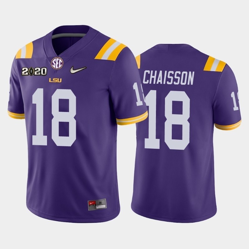 Men's LSU Tigers #18 K'Lavon Chaisson Purple 2020 National Championship Game Jersey