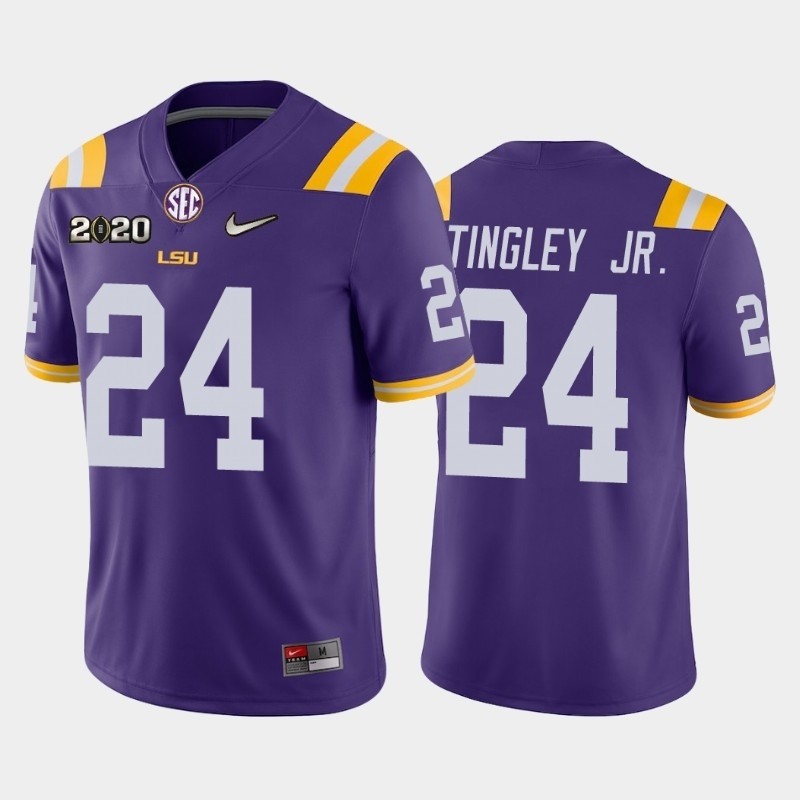 Men's LSU Tigers #24 Derek Stingley Jr. Purple 2020 National Championship Game Jersey