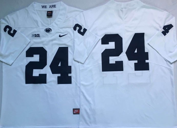 Men's Penn State Nittany Lions #24 Miles Sanders NCAA White Stitched Jersey Without Name