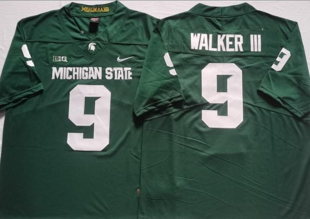 NCAA Michigan State Spartans #9 WALKER III Green 2021-2022 Stitched College Jersey