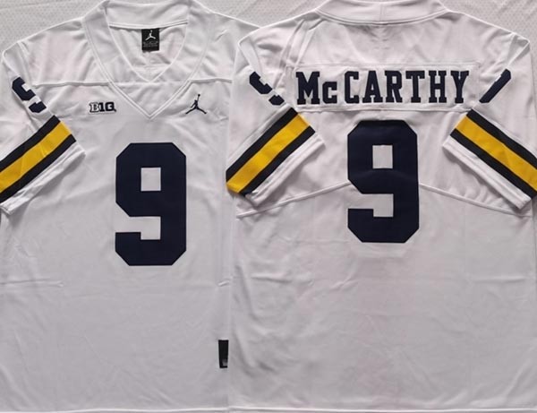 NCAA Michigan Wolverines #9 McCARTHY White 2023 Jersey