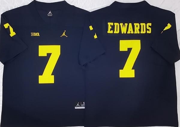 NCAA Michigan Wolverines #7 EDWARDS Blue New Jersey