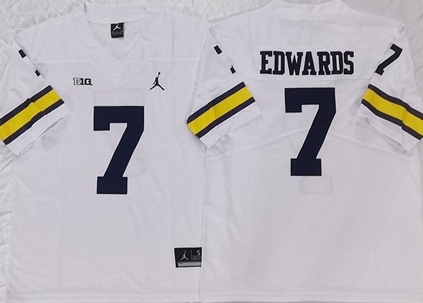 NCAA Michigan Wolverines #7 EDWARDS White New Jersey