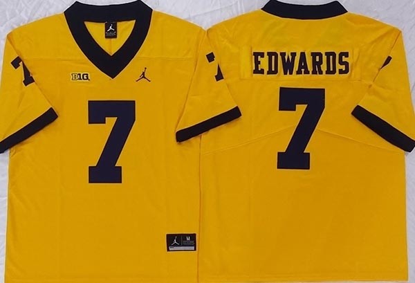 NCAA Michigan Wolverines #7 EDWARDS Yellow New Jersey