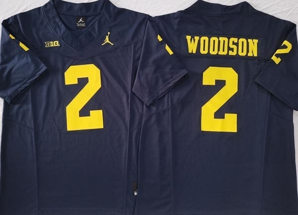 NCAA Michigan Wolverines #2 WOODSON Navy F.U.S.E. Jersey