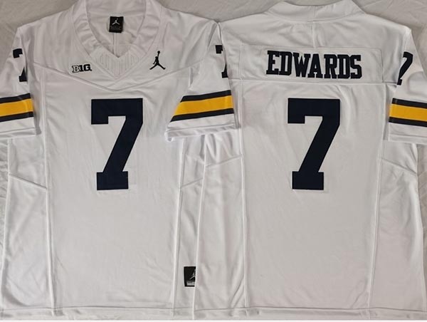 NCAA Michigan Wolverines #7 EDWARDS White F.U.S.E. Jersey