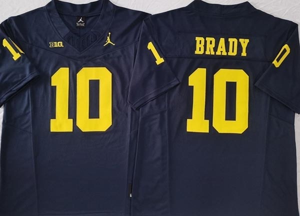 NCAA Michigan Wolverines #10 BRADY Navy F.U.S.E. Jersey