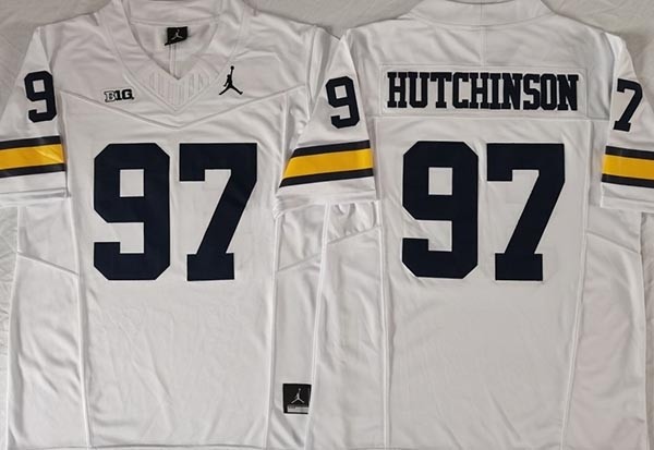 NCAA Michigan Wolverines #97 HUTCHINSON White F.U.S.E. Jersey