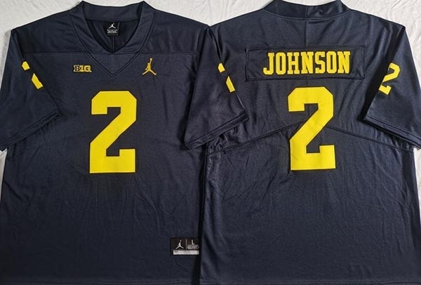 NCAA Michigan Wolverines #2 JOHNSON Blue New Jersey