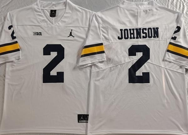 NCAA Michigan Wolverines #2 JOHNSON White New Jersey