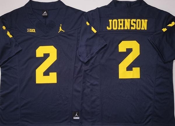 NCAA Michigan Wolverines #2 JOHNSON Navy F.U.S.E. Jersey