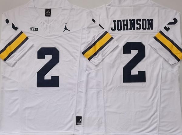 NCAA Michigan Wolverines #2 JOHNSON White F.U.S.E. Jersey