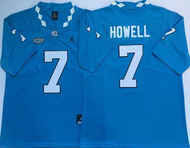 North Carolina Tar Heels #7 Sam Howell Blue College Football Jerse