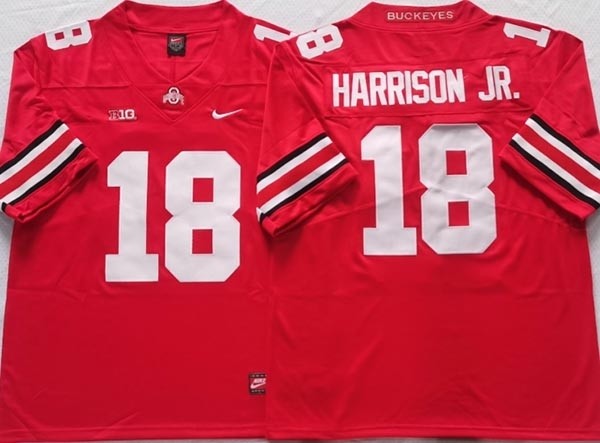 NCAA Ohio State Buckeyes #18 HARRISON JR. Red 2023 Jersey