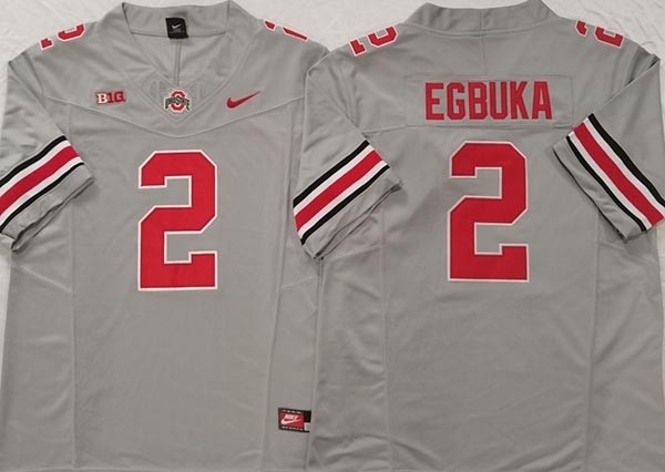 NCAA Ohio State Buckeyes #2 EGBUKA Grey F.U.S.E. Jersey