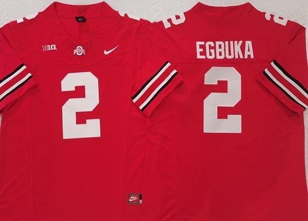 NCAA Ohio State Buckeyes #2 EGBUKA Red F.U.S.E. Jersey