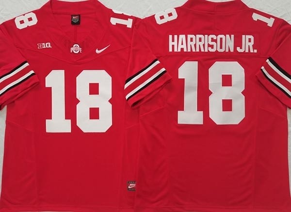 NCAA Ohio State Buckeyes #18 HARRISON JR. Red F.U.S.E. Jersey