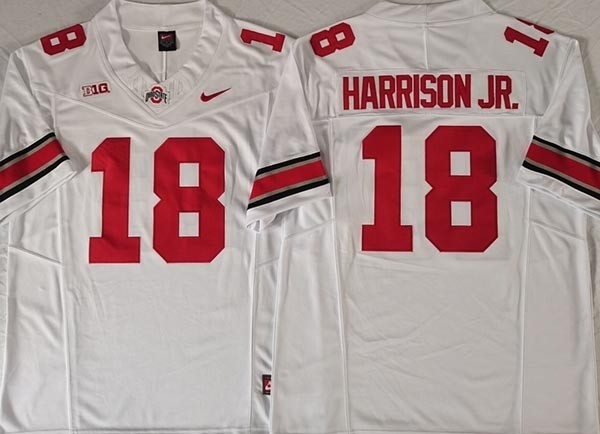 NCAA Ohio State Buckeyes #18 HARRISON JR. White F.U.S.E. Jersey