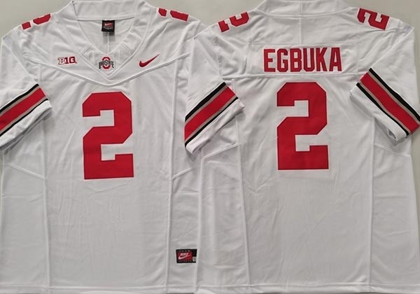 NCAA Ohio State Buckeyes #2 EGBUKA White F.U.S.E. Jersey