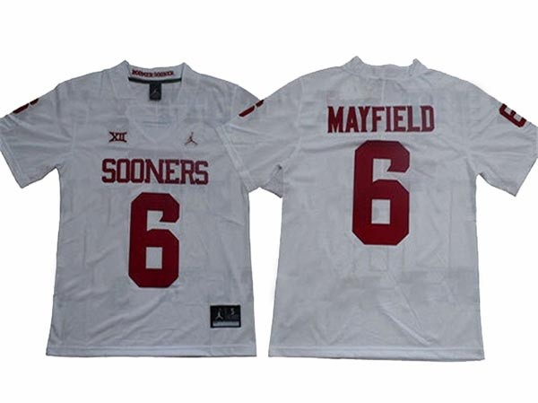 NCAAF Oklahoma Sooners #6 Baker Mayfield White College Football Jersey