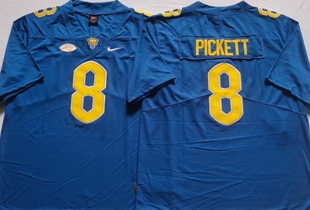 NCAA Pittsburgh Panthers #8 PICKETT Blue 2021-2022 Stitched College Jersey