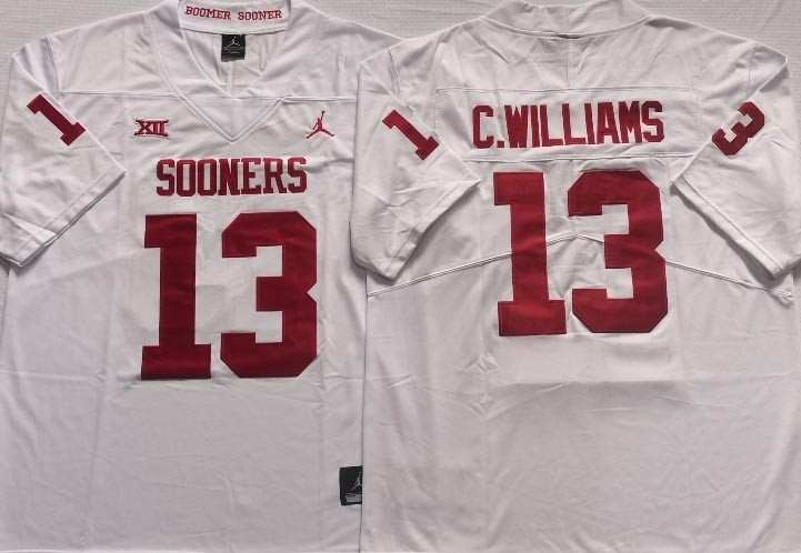 NCAA Oklahoma Sooners #13 C.WILLIAMS White 2021-2022 Stitched College Jersey