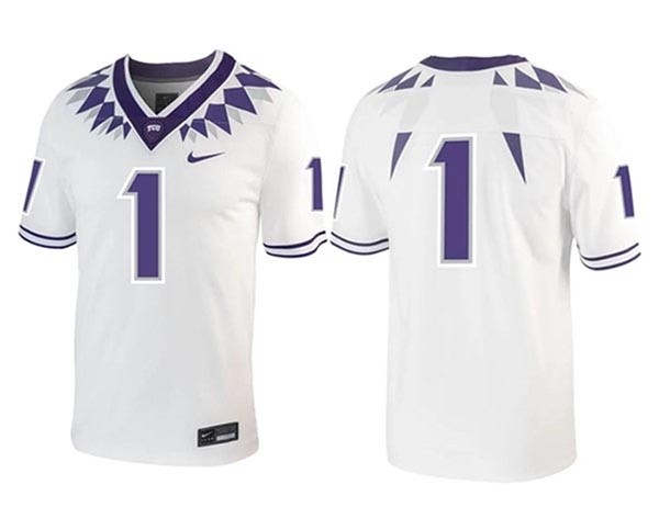 Men's TCU Horned Frogs #1 White Stitched Game Jersey