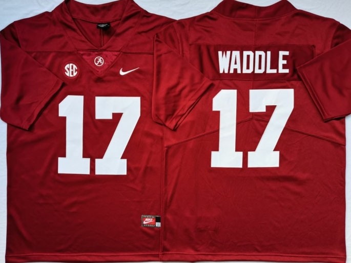 Alabama Crimson Tide #17 Jaylen Waddle Red Nike College Football Jersey