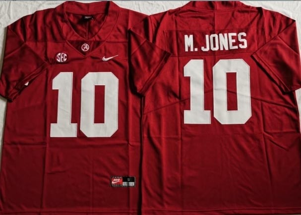 NCAA Alabama Crimson Tide #10 M.JONES Red 2021 jersey