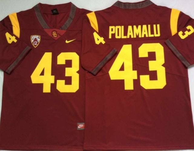 USC Trojans #43 Troy Polamalu Red College Football Jersey