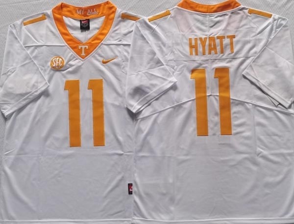 NCAA Tennessee Volunteers #11 HYATT White 2023 Jersey