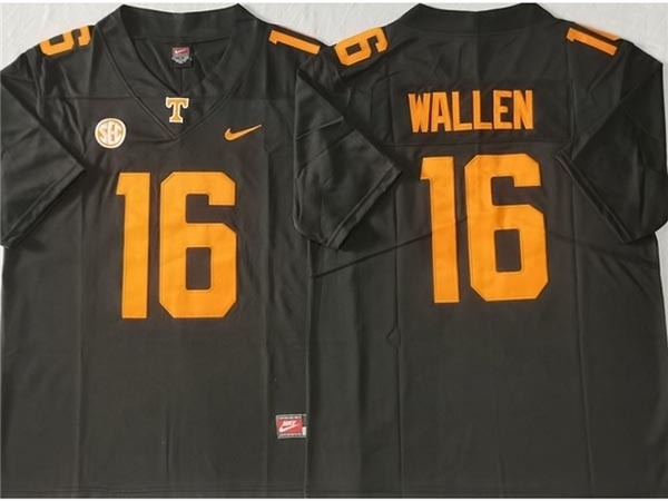 NCAA Tennessee Volunteers #16 Morgan Wallen Dark Gray College Football Jersey