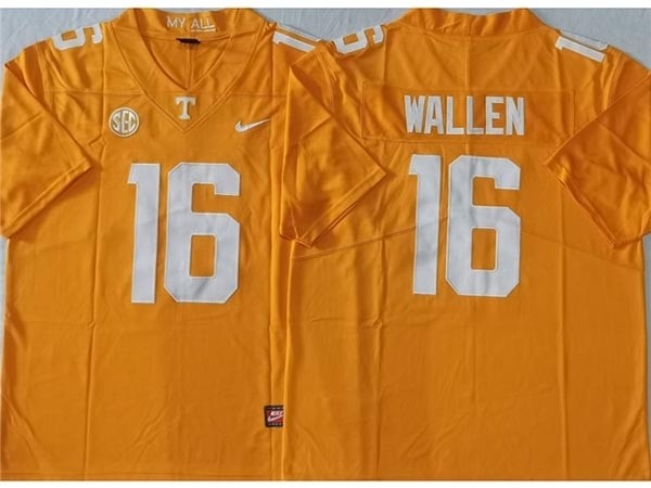 NCAA Tennessee Volunteers #16 Morgan Wallen Orange College Football Jersey