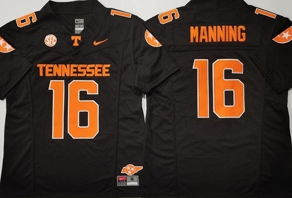 NCAA Tennessee Volunteers #16 MANNING Black F.U.S.E. Jersey