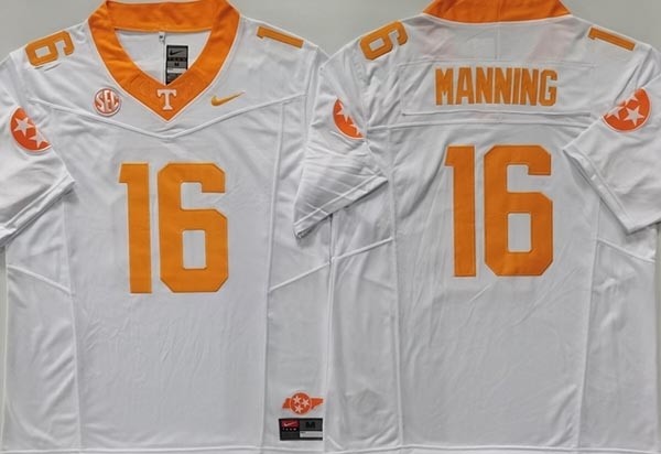 NCAA Tennessee Volunteers #16 MANNING White F.U.S.E. Jersey