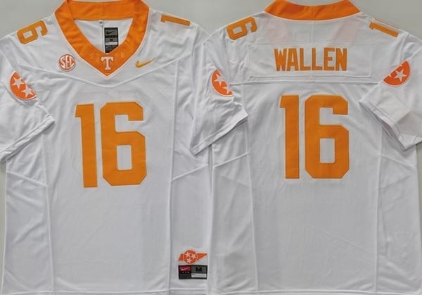 NCAA Tennessee Volunteers #16 WALLEN White F.U.S.E. Jersey