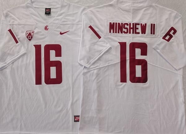 NCAA Washington State Cougars #16 MINSHEW II White Stitched Jersey