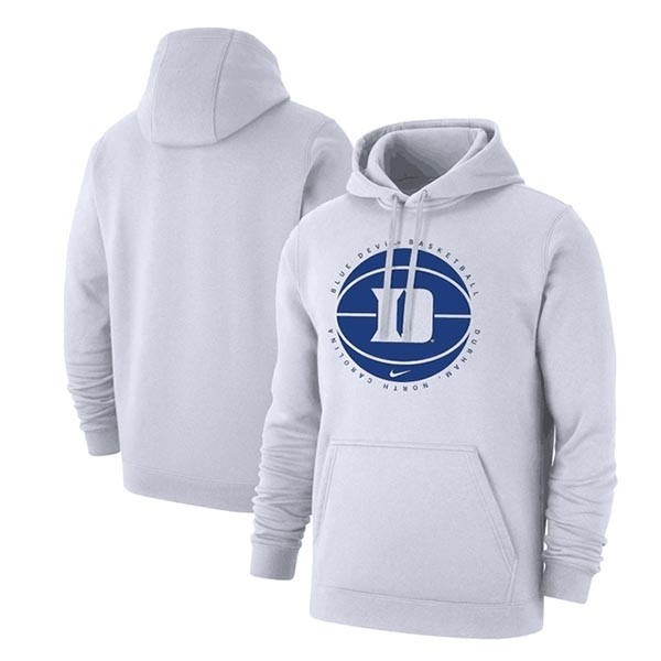 Men's Duke Blue Devils White Basketball Pullover Hoodie