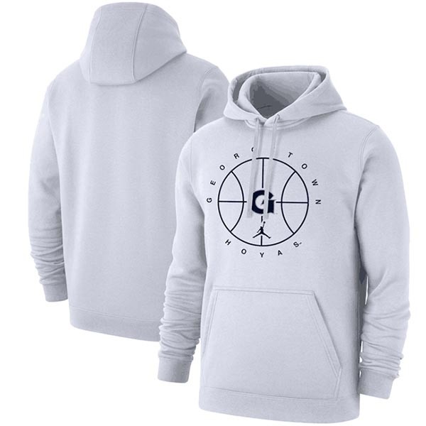 Men's Georgetown Hoyas White Basketball Icon Club Fleece Pullover Hoodie