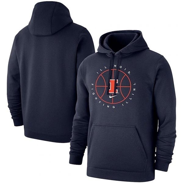 Men's Illinois Fighting Illini Navy Basketball Icon Club Fleece Pullover Hoodie