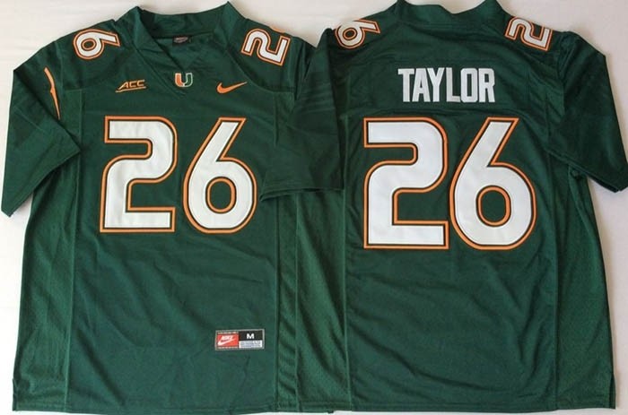 Miami Hurricanes Green #26 TAYLOR