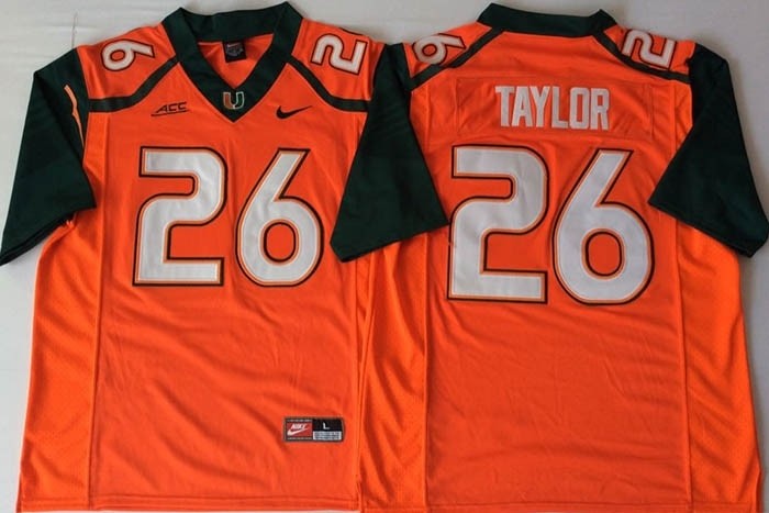 Miami Hurricanes Orange #26 TAYLOR